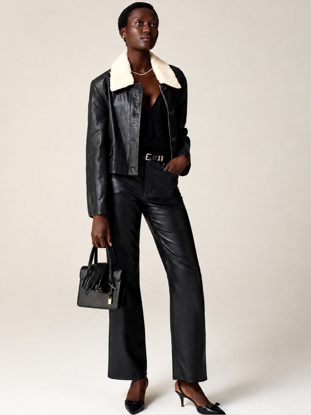 J. Crew Slim Wide Leg Pant in Faux Leather